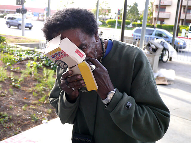 Photographing elements for the ONE BITE CHALLENGE series, homeless people