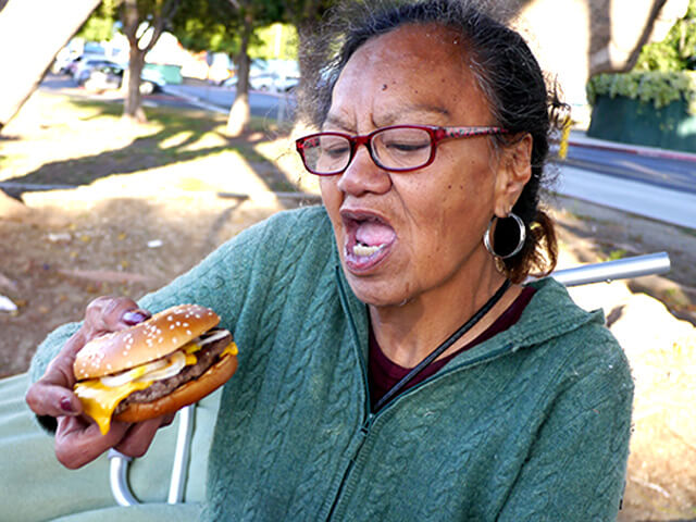 Photographing elements for the ONE BITE CHALLENGE series, homeless people