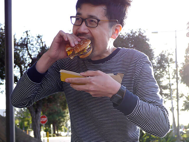 Photographing elements for the ONE BITE CHALLENGE series, homeless people