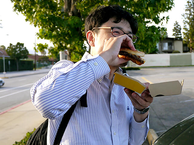 Photographing elements for the ONE BITE CHALLENGE series, homeless people