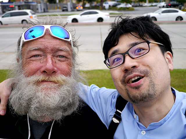 Photographing elements for the ONE BITE CHALLENGE series, homeless people