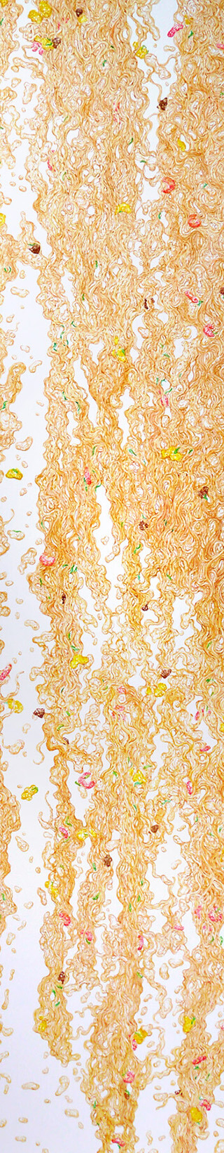 カップヌードルの滝 #44-01 2015年 パネルにモンバル紙、水彩 123×24cm