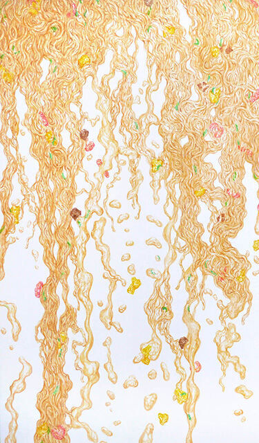 カップヌードルの滝 #44-02 2015年 パネルにモンバル紙、水彩 41×24cm