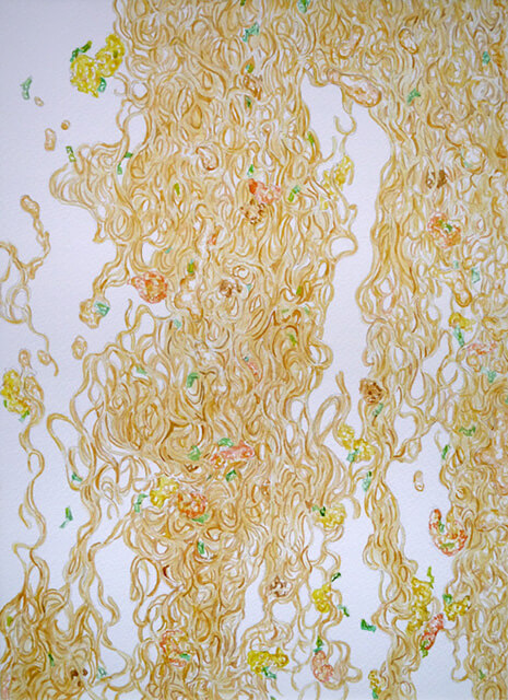 カップヌードルの滝 #69-01 2014年 パネルにモンバル紙、水彩 33×24cm