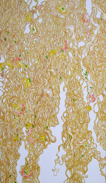 カップヌードルの滝 #69-09 2014年 パネルにモンバル紙、水彩 33×19cm