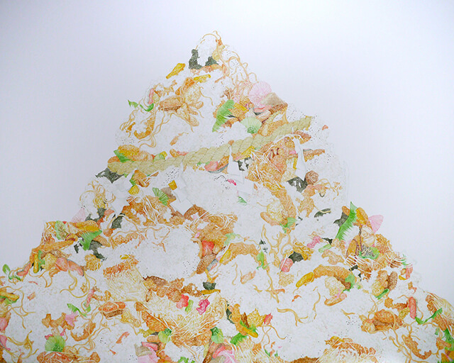 コンビニ弁当の山 #41-03 2015年 パネルにモンバル紙、水彩 130×162cm