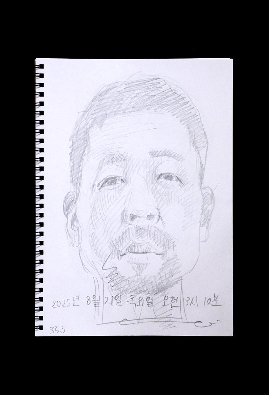 Contemporary artist SHINTAKU Tomoni's 2025/8/21 Self-portrait or pencil drawing