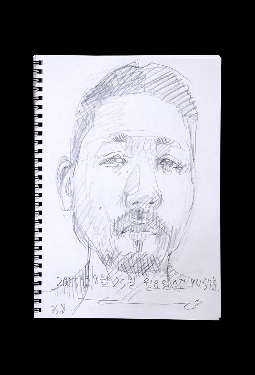 Contemporary artist SHINTAKU Tomoni's 2025/8/25 Self-portrait or pencil drawing
