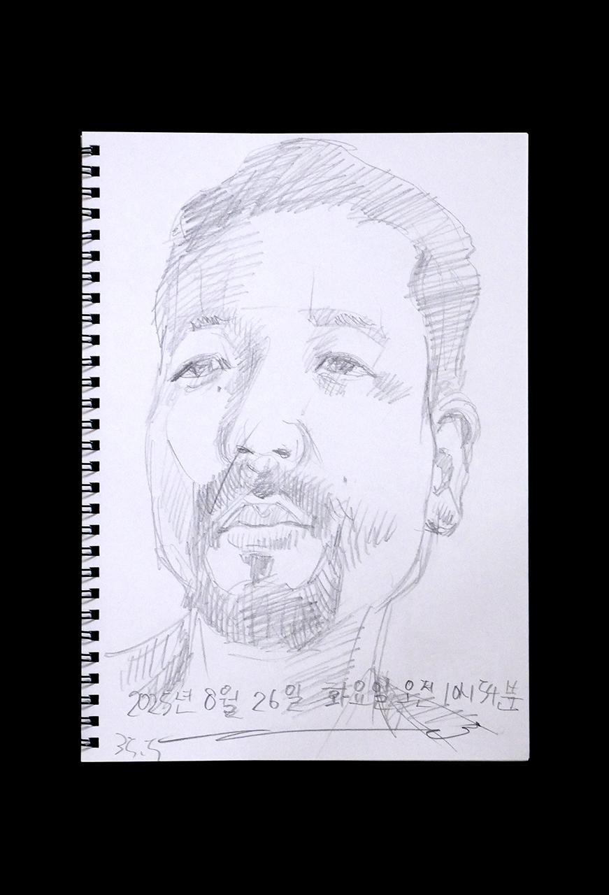 Contemporary artist SHINTAKU Tomoni's 2025/8/26 Self-portrait or pencil drawing