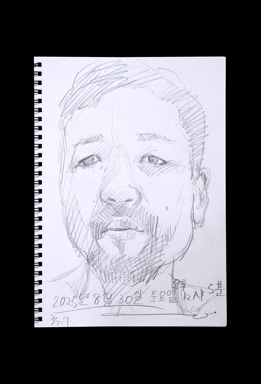 Contemporary artist SHINTAKU Tomoni's 2025/8/30 Self-portrait or pencil drawing