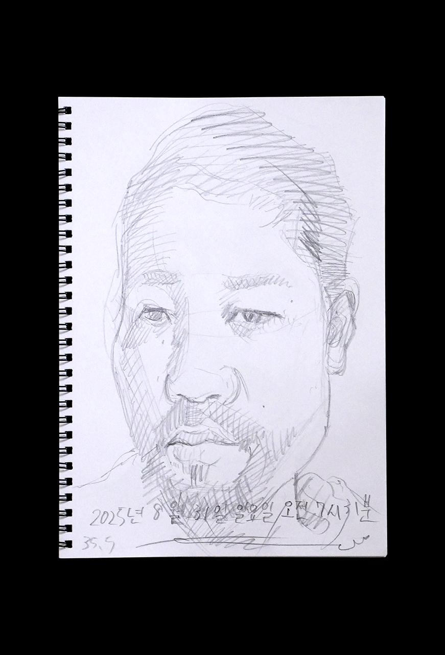 Contemporary artist SHINTAKU Tomoni's 2025/8/31 Self-portrait or pencil drawing
