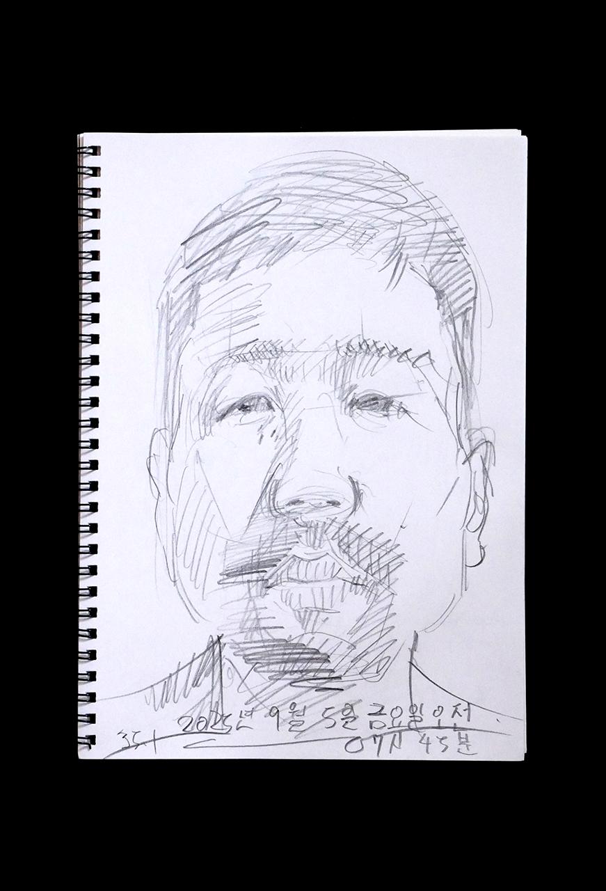 Contemporary artist SHINTAKU Tomoni's 2025/9/5 Self-portrait or pencil drawing