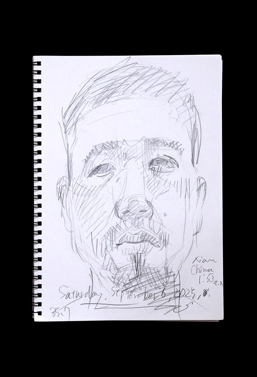 Contemporary artist SHINTAKU Tomoni's 2025/9/6 Self-portrait or pencil drawing