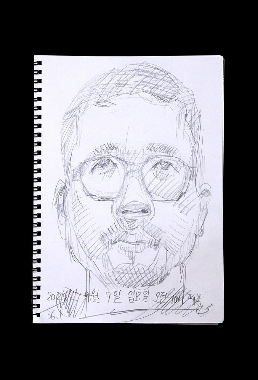 Contemporary artist SHINTAKU Tomoni's 2025/9/7 Self-portrait or pencil drawing