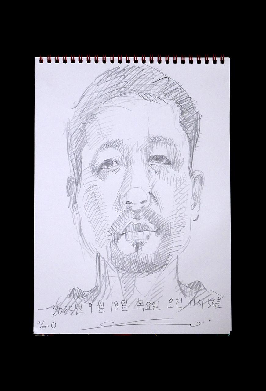 Contemporary artist SHINTAKU Tomoni's 2025/9/18 Self-portrait or pencil drawing