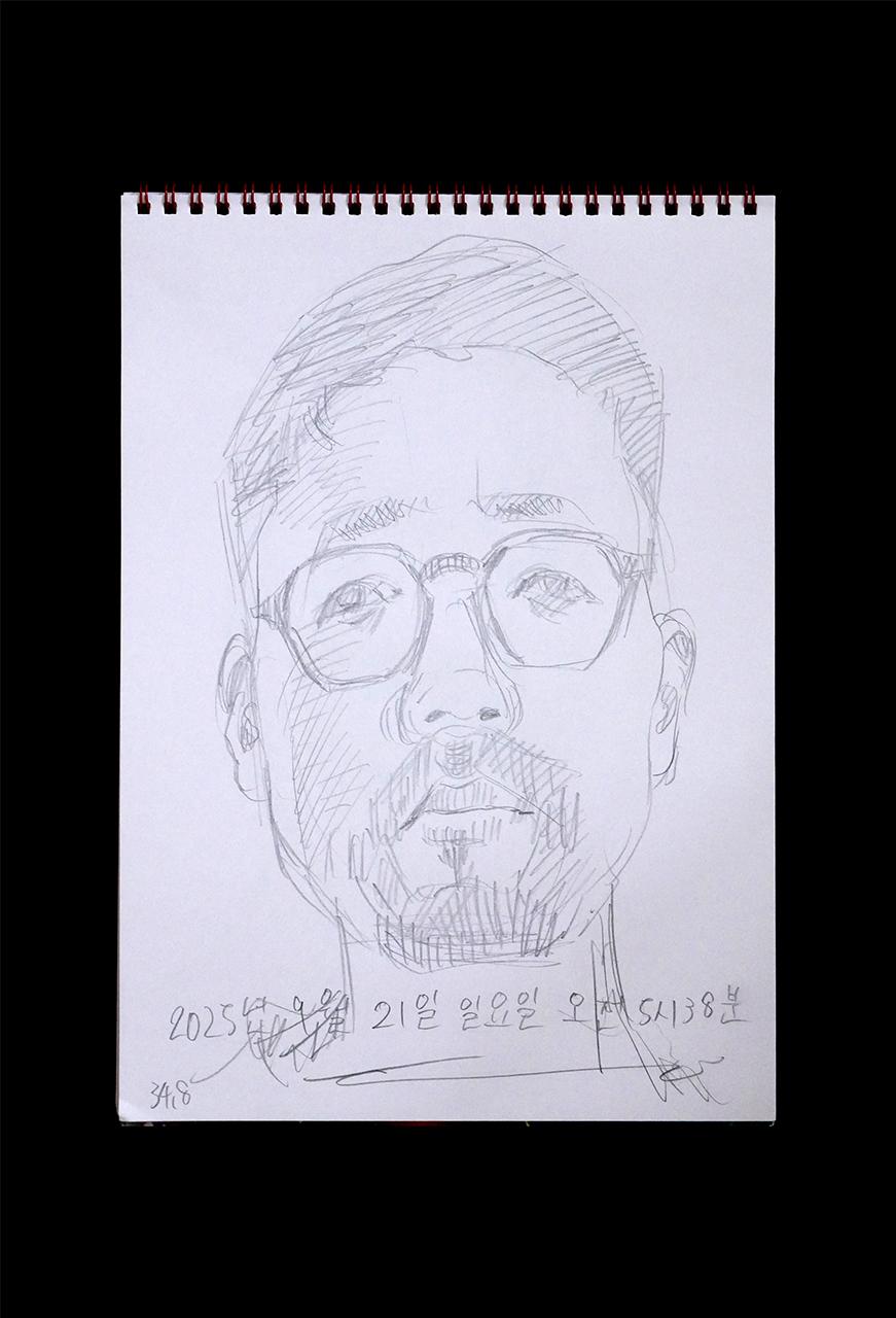 Contemporary artist SHINTAKU Tomoni's 2025/9/21 Self-portrait or pencil drawing