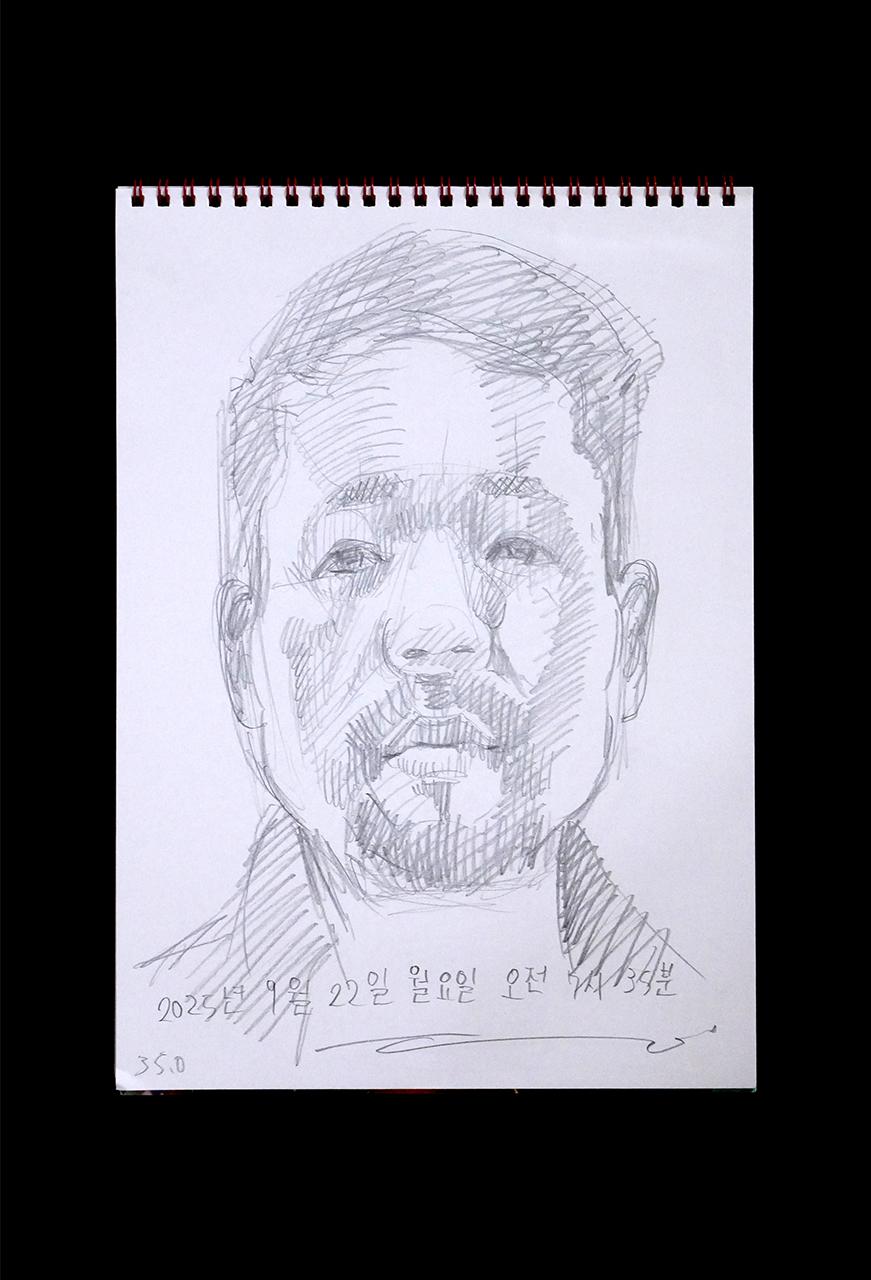 Contemporary artist SHINTAKU Tomoni's 2025/9/22 Self-portrait or pencil drawing