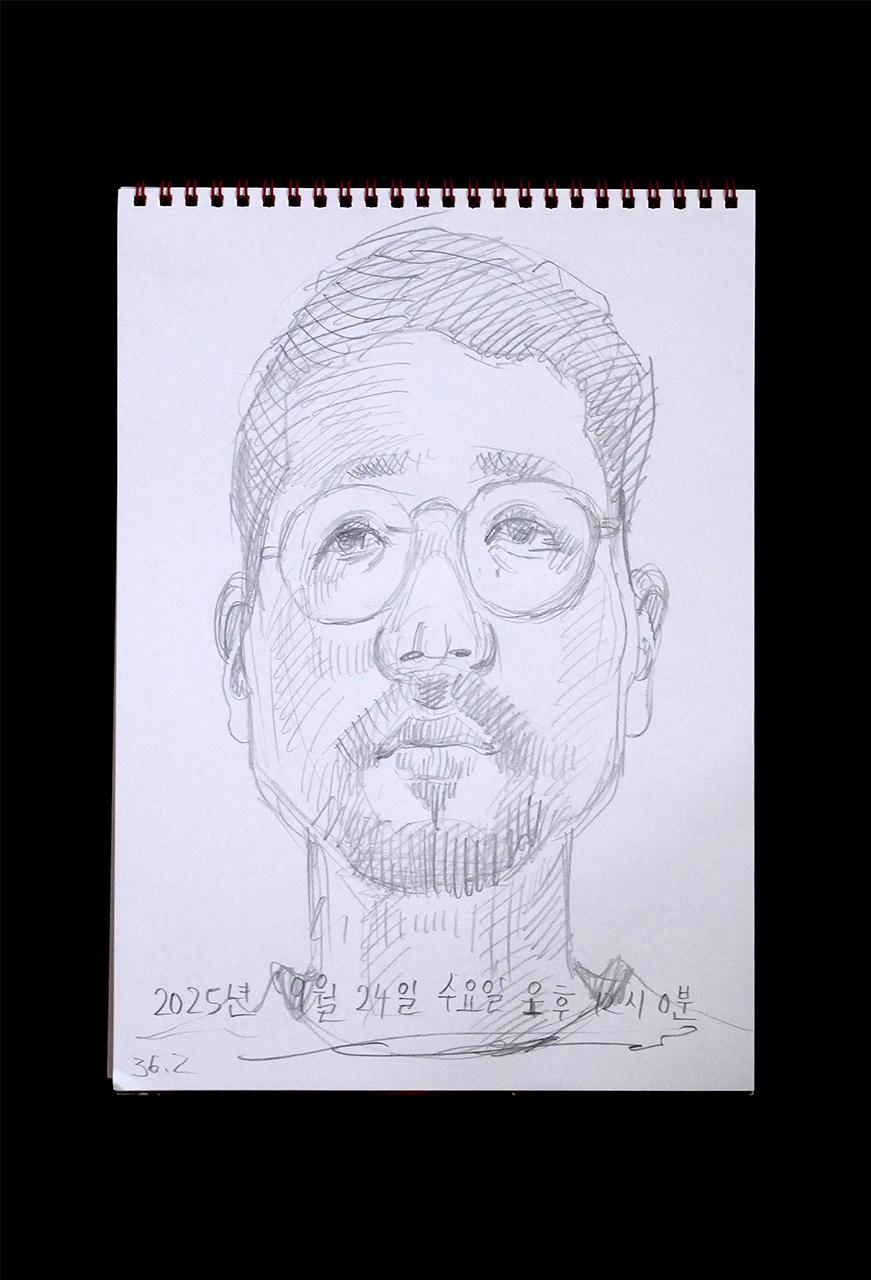 Contemporary artist SHINTAKU Tomoni's 2025/9/24 Self-portrait or pencil drawing