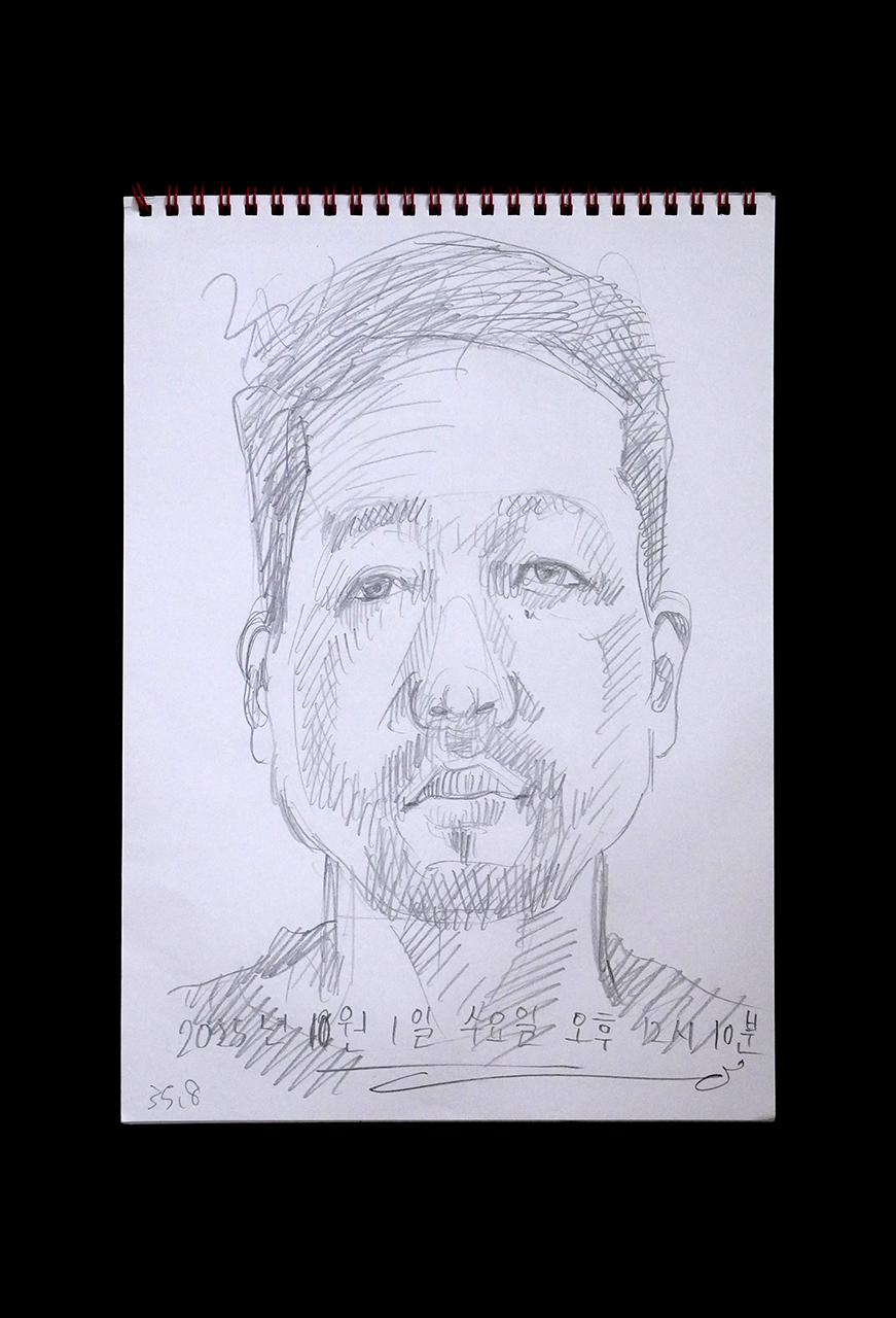 Contemporary artist SHINTAKU Tomoni's 2025/10/1 Self-portrait or pencil drawing