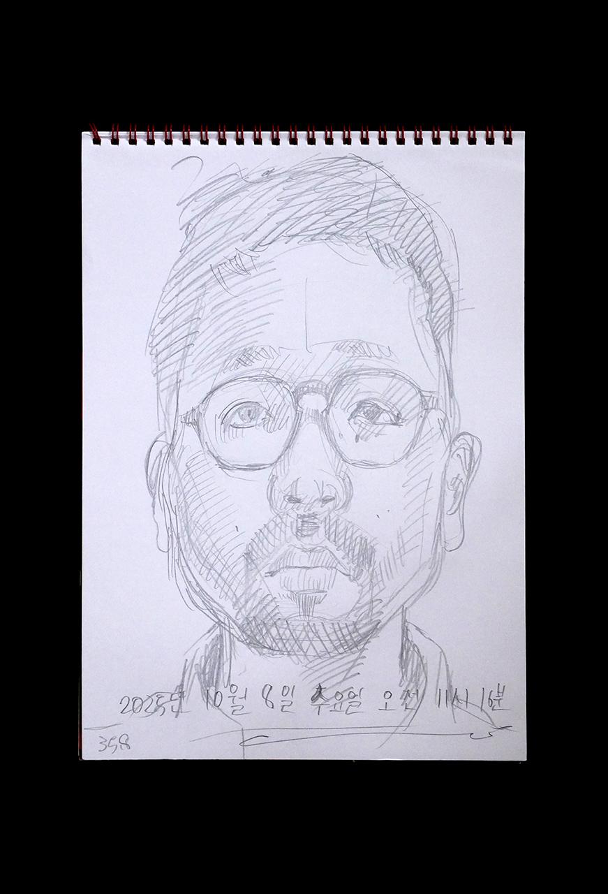 Contemporary artist SHINTAKU Tomoni's 2025/10/8 Self-portrait or pencil drawing