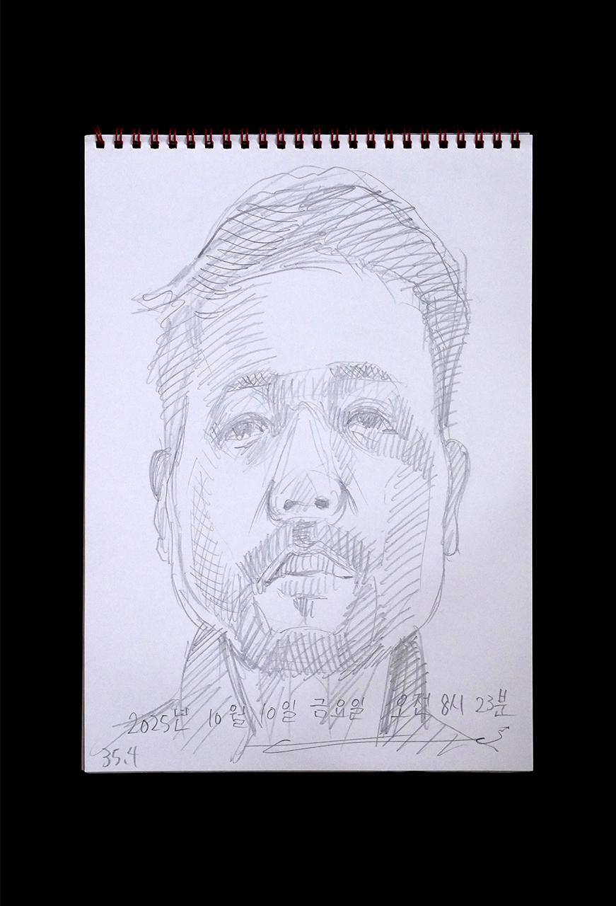 Contemporary artist SHINTAKU Tomoni's 2025/10/10 Self-portrait or pencil drawing
