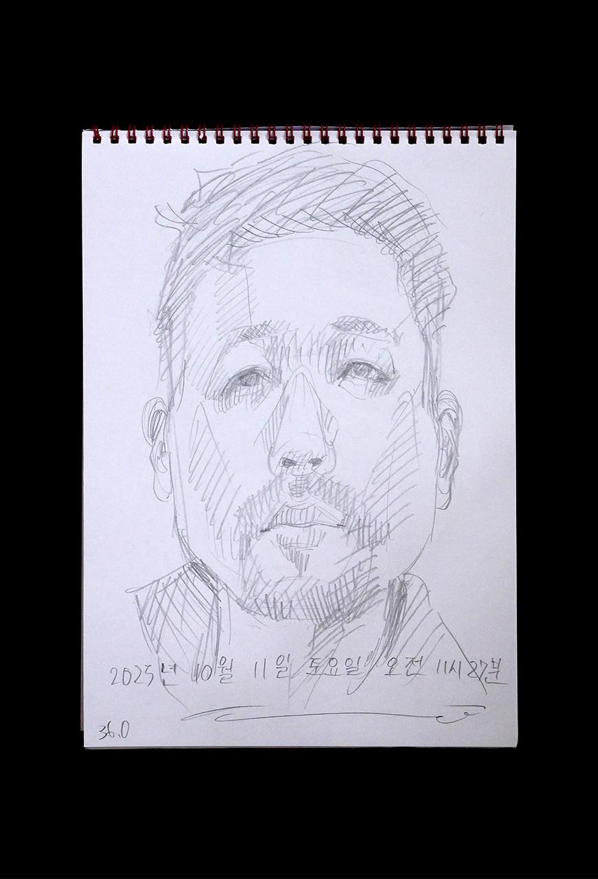 Contemporary artist SHINTAKU Tomoni's 2025/10/11 Self-portrait or pencil drawing