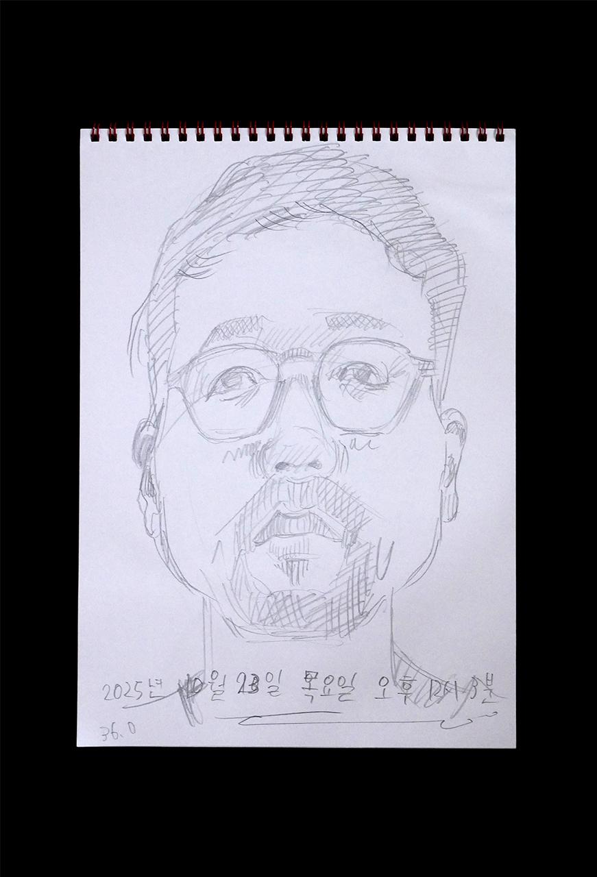 Contemporary artist SHINTAKU Tomoni's 2025/10/23 Self-portrait or pencil drawing