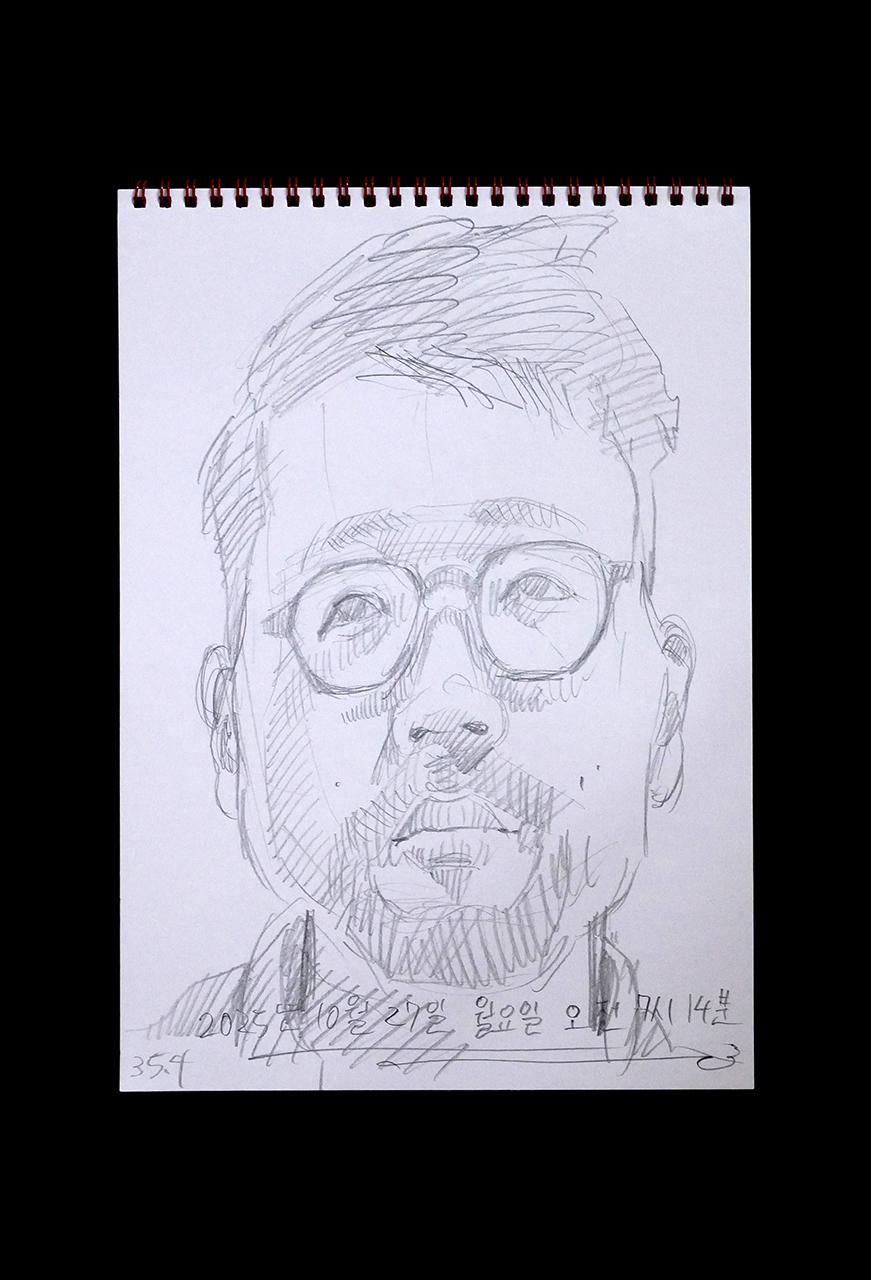 Contemporary artist SHINTAKU Tomoni's 2025/10/27 Self-portrait or pencil drawing