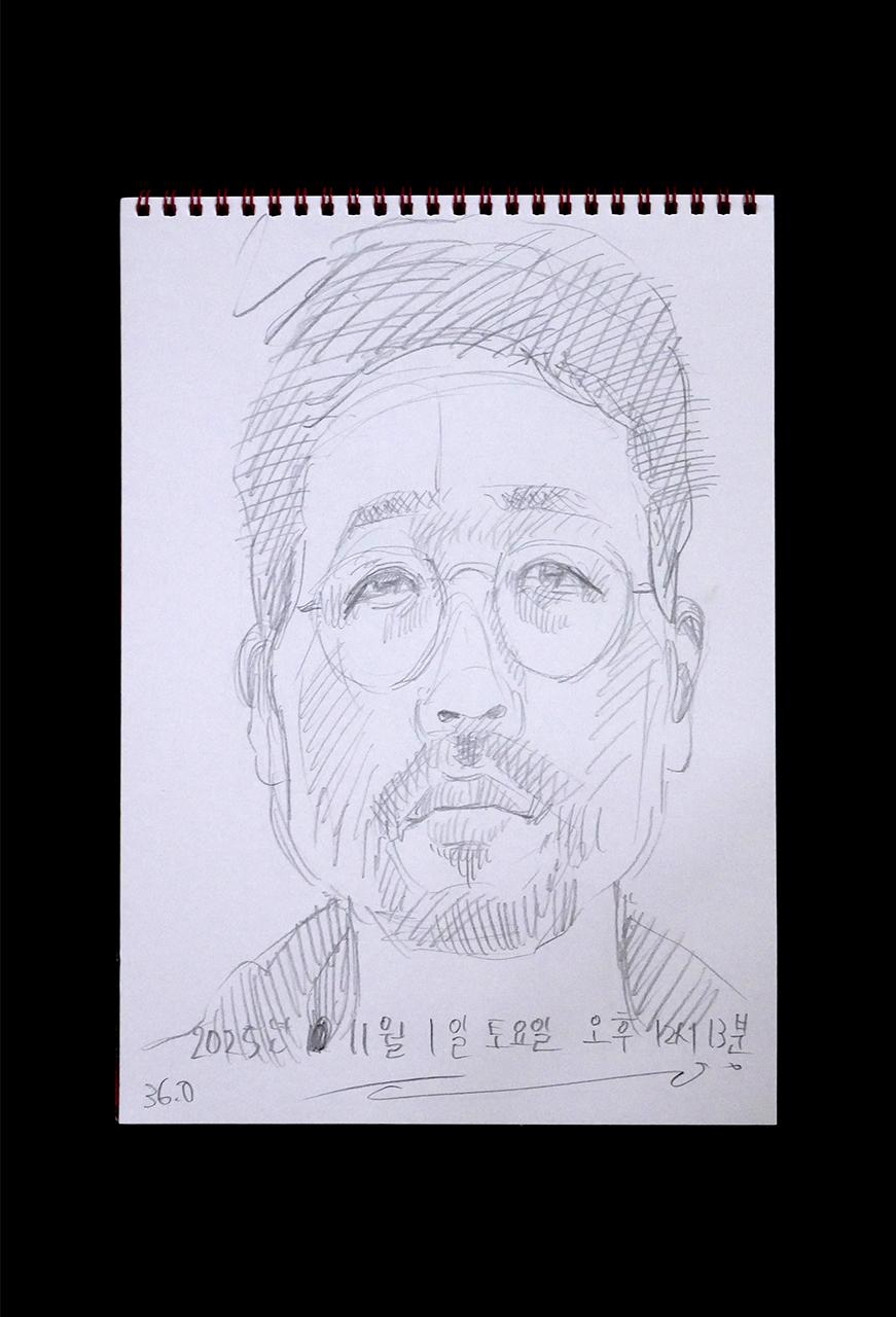 Contemporary artist SHINTAKU Tomoni's 2025/11/1 Self-portrait or pencil drawing