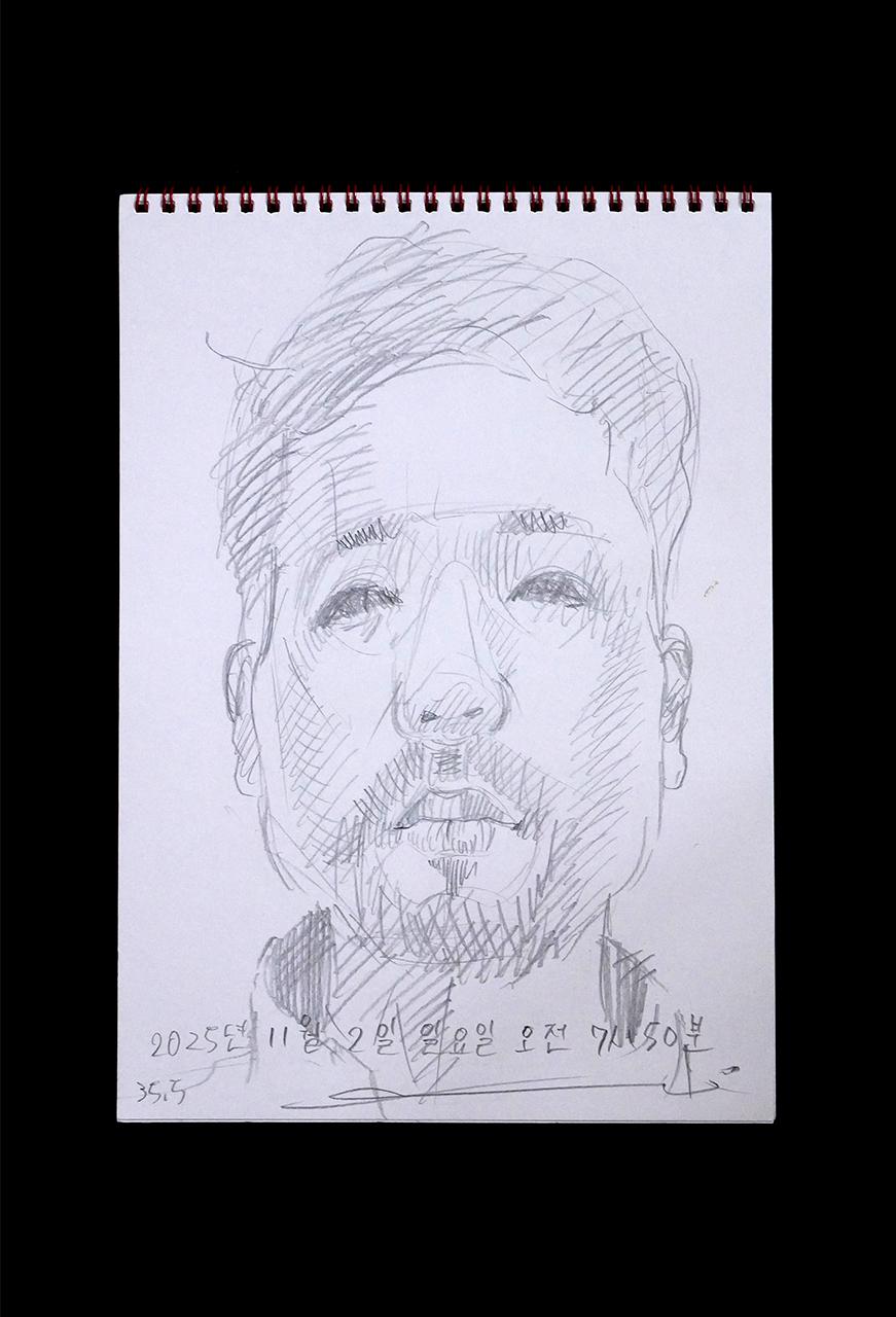 Contemporary artist SHINTAKU Tomoni's 2025/11/2 Self-portrait or pencil drawing