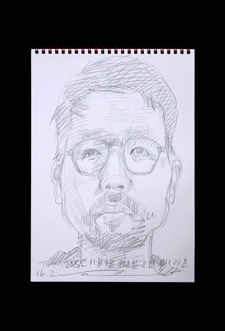 Contemporary artist SHINTAKU Tomoni's 2025/11/4 Self-portrait or pencil drawing
