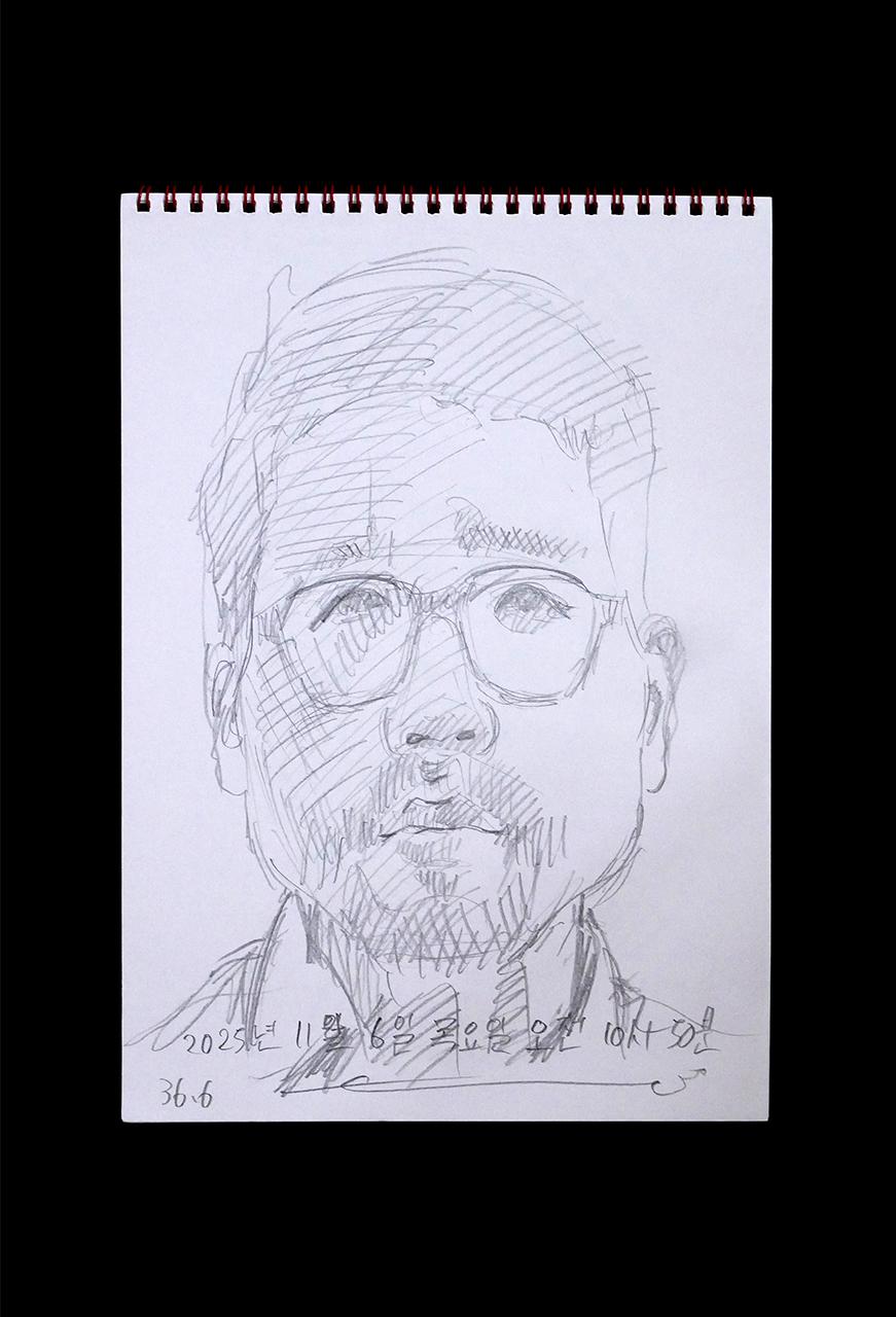 Contemporary artist SHINTAKU Tomoni's 2025/11/6 Self-portrait or pencil drawing