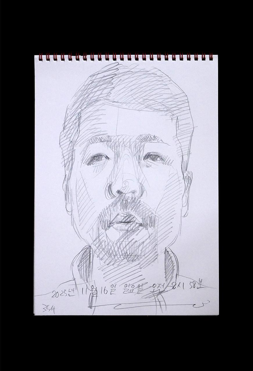 Contemporary artist SHINTAKU Tomoni's 2025/11/16 Self-portrait or pencil drawing