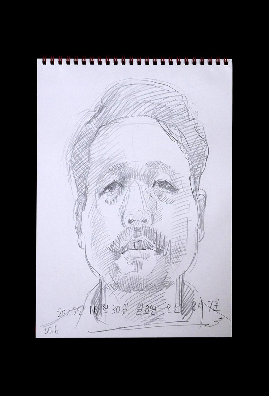 Contemporary artist SHINTAKU Tomoni's 2025/11/30 Self-portrait or pencil drawing