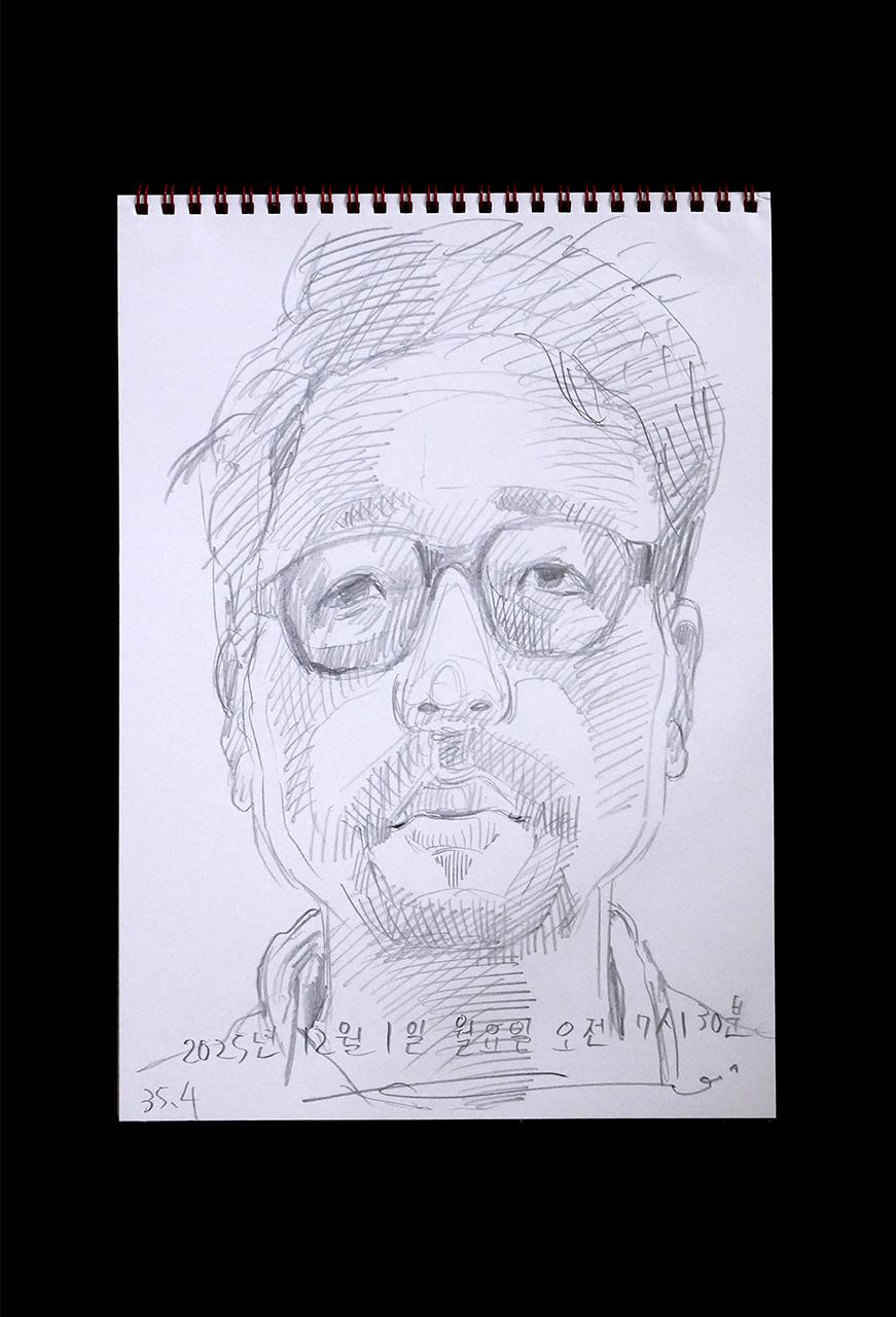 Contemporary artist SHINTAKU Tomoni's 2025/12/1 Self-portrait or pencil drawing