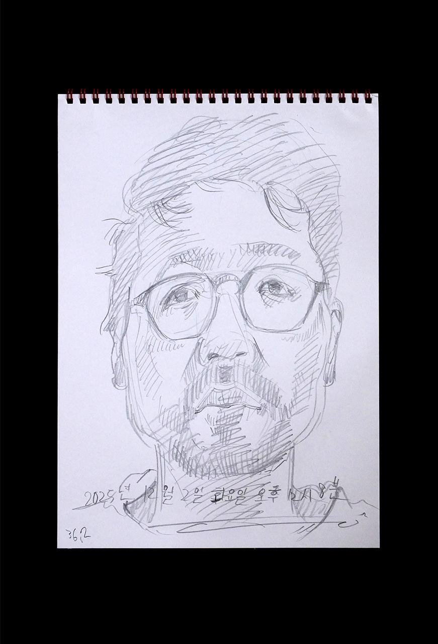 Contemporary artist SHINTAKU Tomoni's 2025/12/2 Self-portrait or pencil drawing