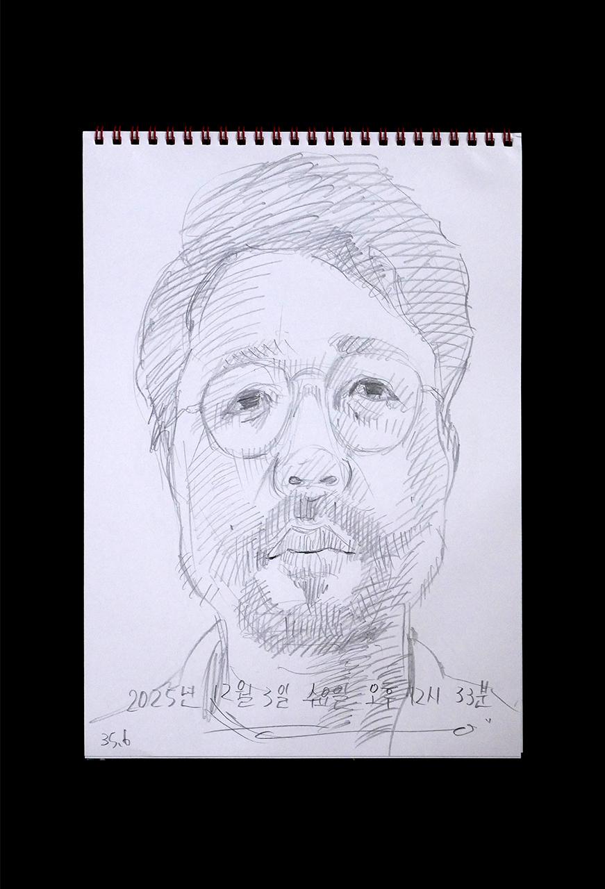 Contemporary artist SHINTAKU Tomoni's 2025/12/3 Self-portrait or pencil drawing