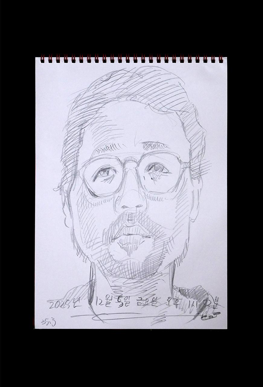 Contemporary artist SHINTAKU Tomoni's 2025/12/5 Self-portrait or pencil drawing