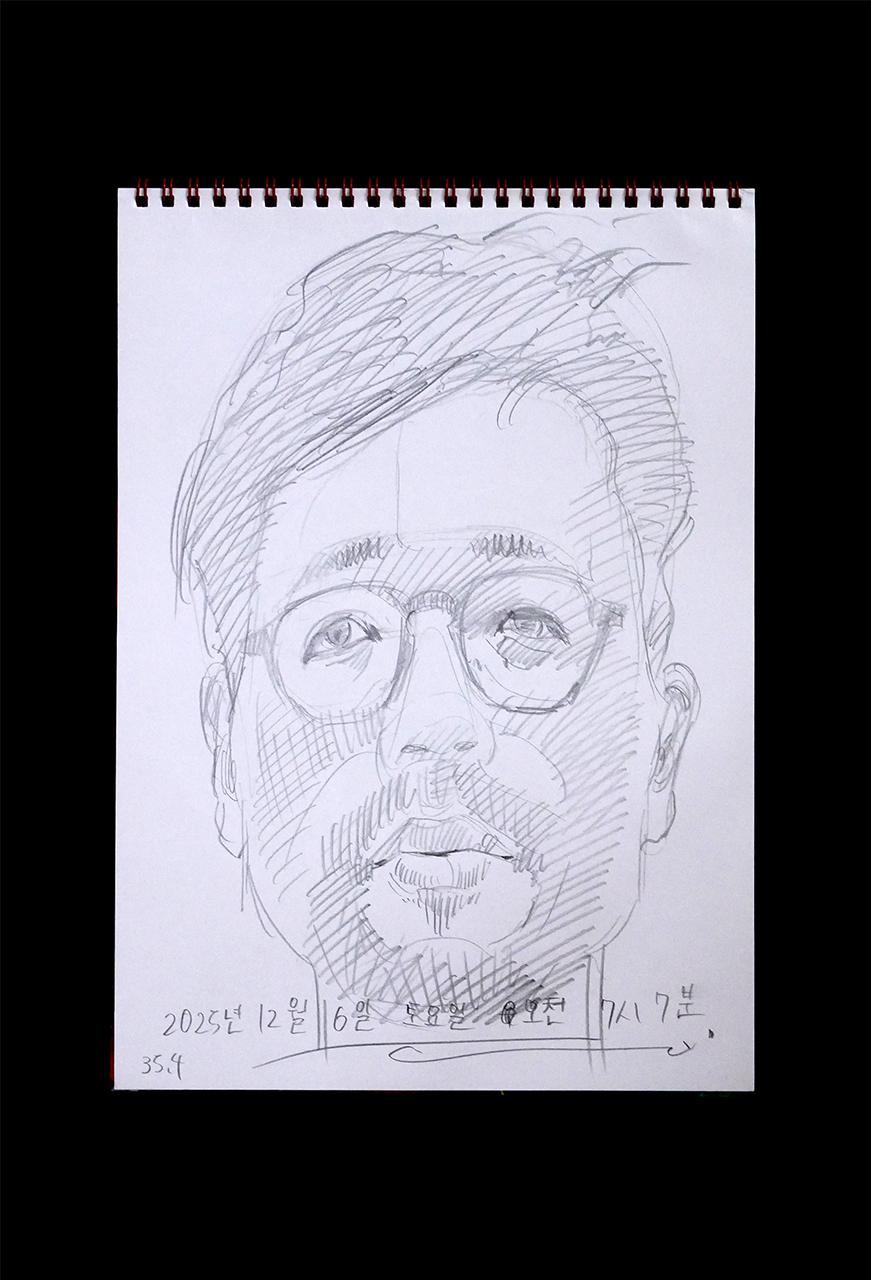 Contemporary artist SHINTAKU Tomoni's 2025/12/6 Self-portrait or pencil drawing