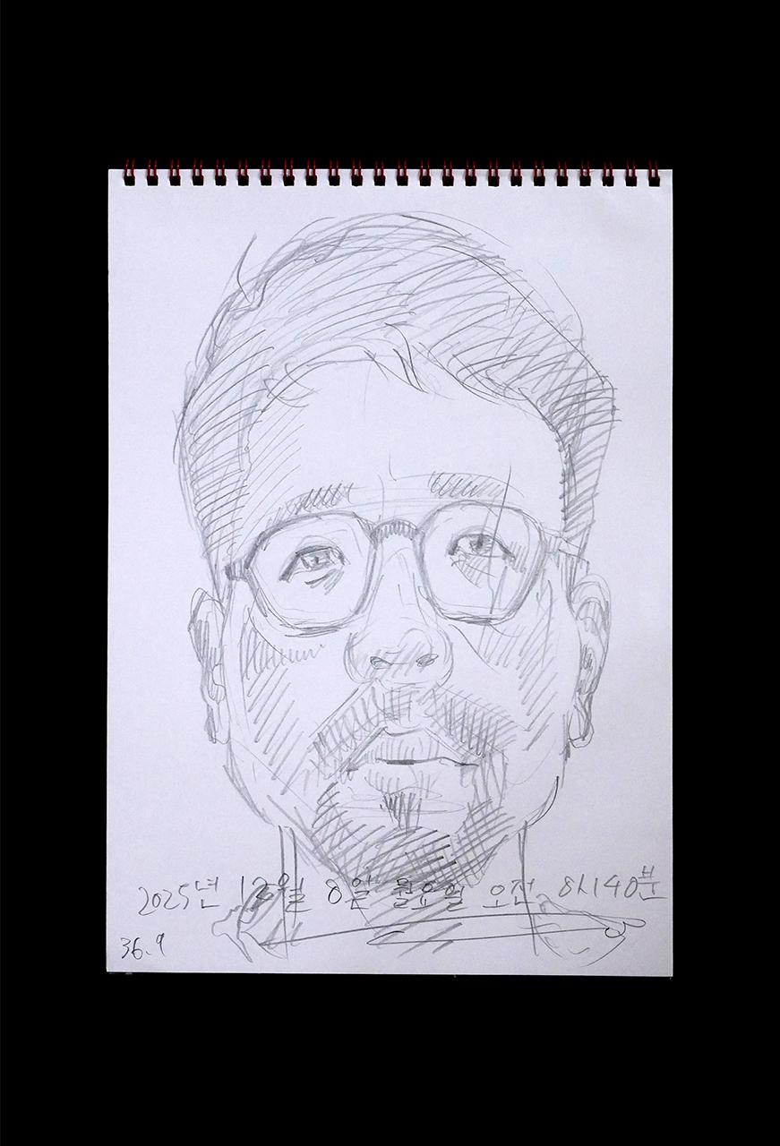 Contemporary artist SHINTAKU Tomoni's 2025/12/8 Self-portrait or pencil drawing