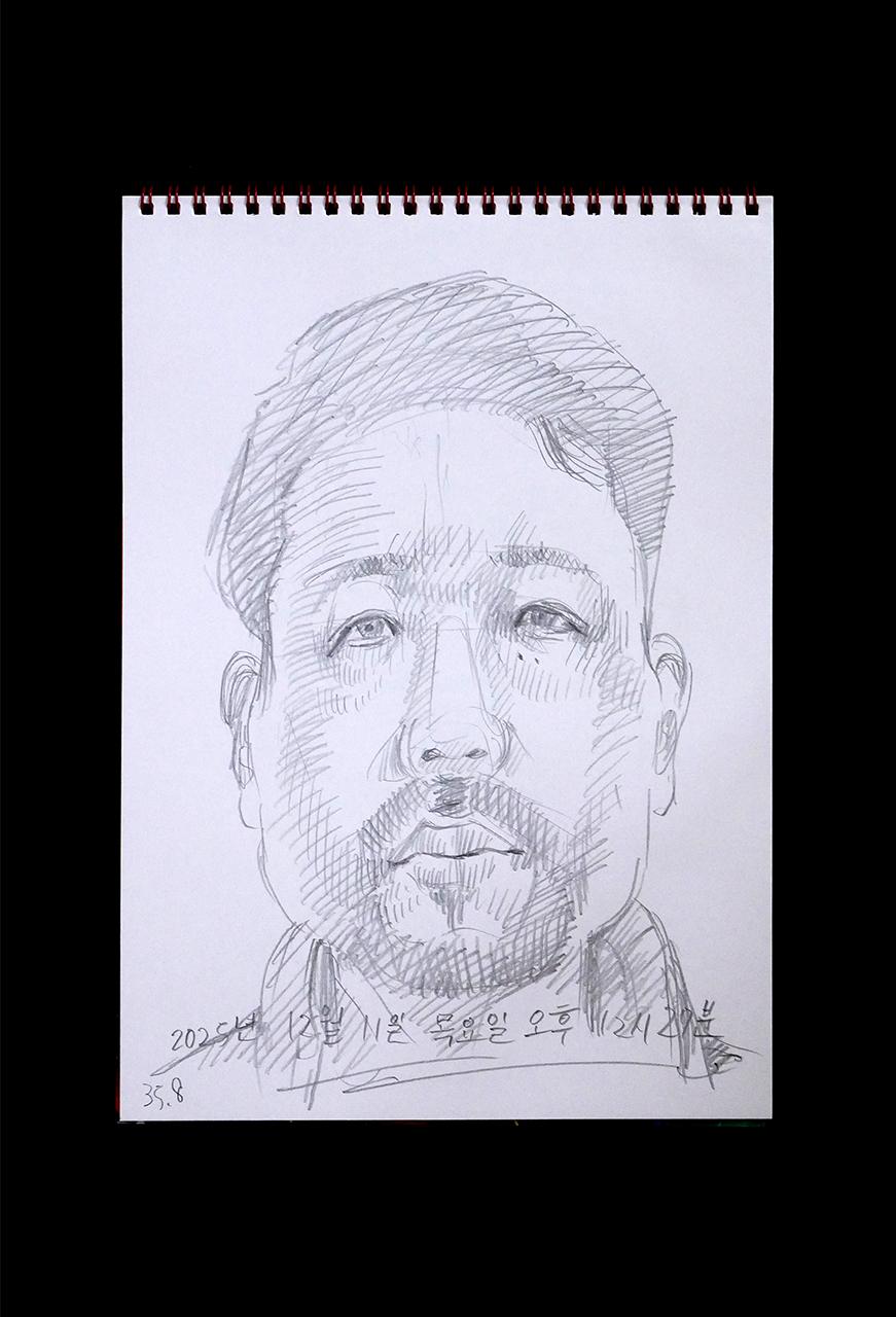 Contemporary artist SHINTAKU Tomoni's 2025/12/11 Self-portrait or pencil drawing