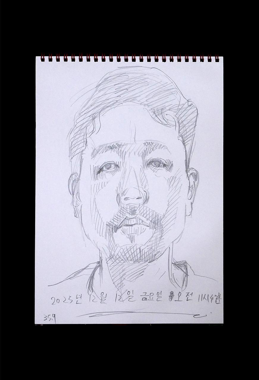 Contemporary artist SHINTAKU Tomoni's 2025/12/12 Self-portrait or pencil drawing