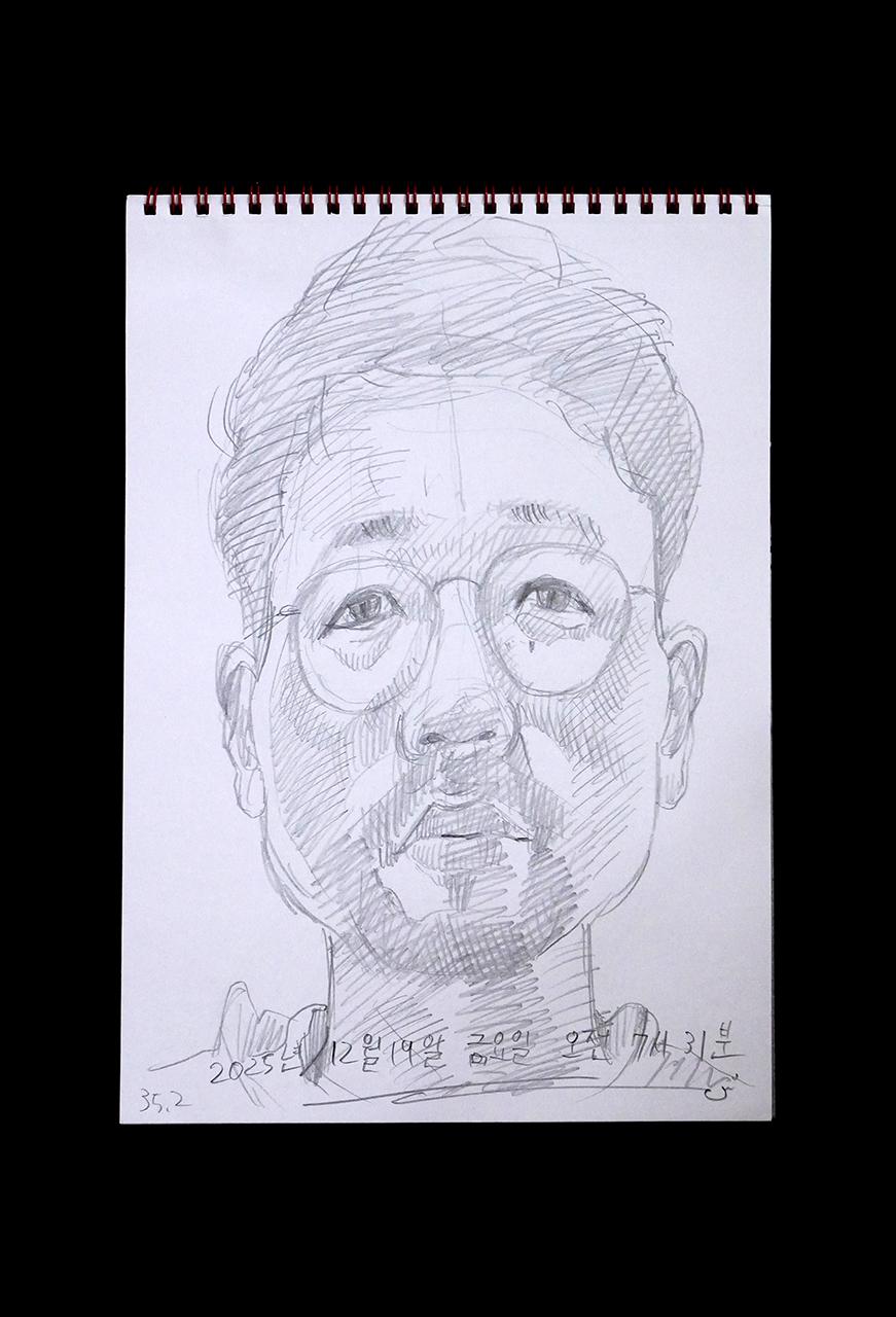 Contemporary artist SHINTAKU Tomoni's 2025/12/19 Self-portrait or pencil drawing