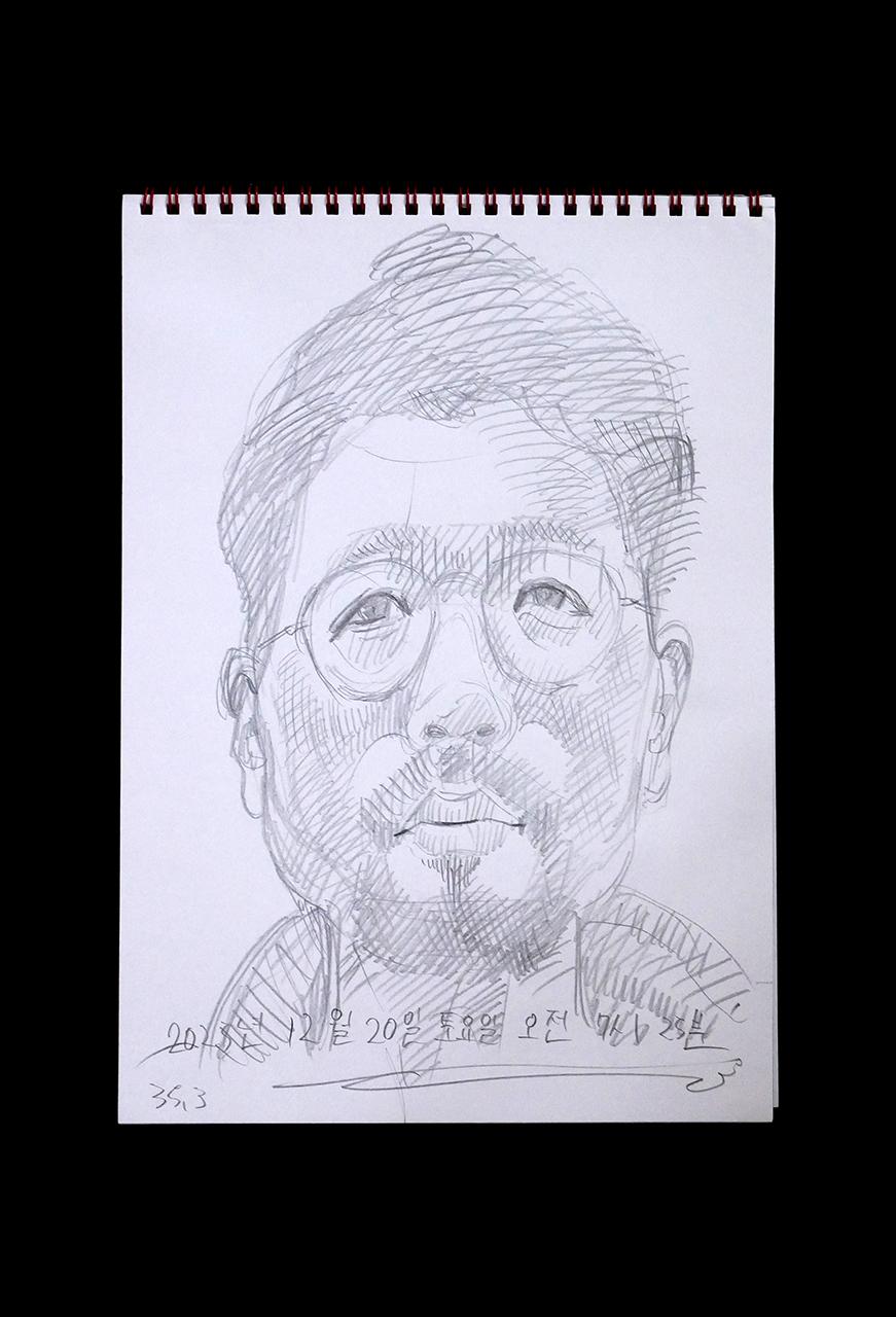 Contemporary artist SHINTAKU Tomoni's 2025/12/20 Self-portrait or pencil drawing