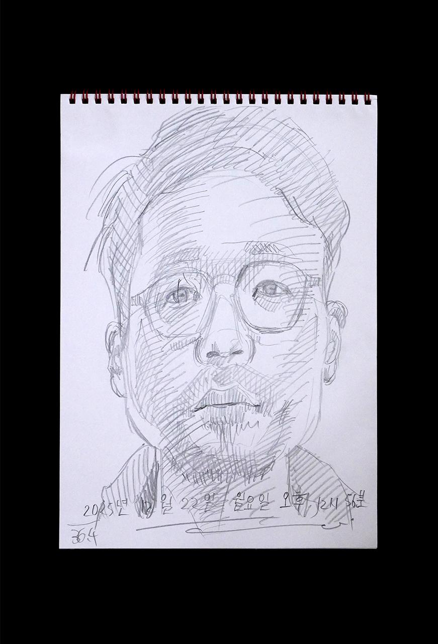 Contemporary artist SHINTAKU Tomoni's 2025/12/22 Self-portrait or pencil drawing