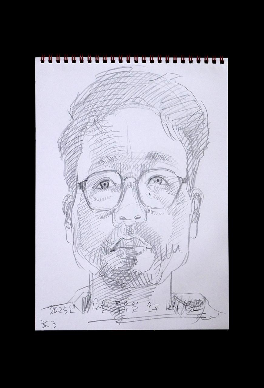 Contemporary artist SHINTAKU Tomoni's 2025/12/25 Self-portrait or pencil drawing