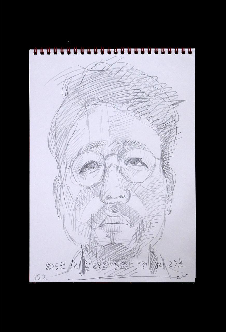Contemporary artist SHINTAKU Tomoni's 2025/12/28 Self-portrait or pencil drawing