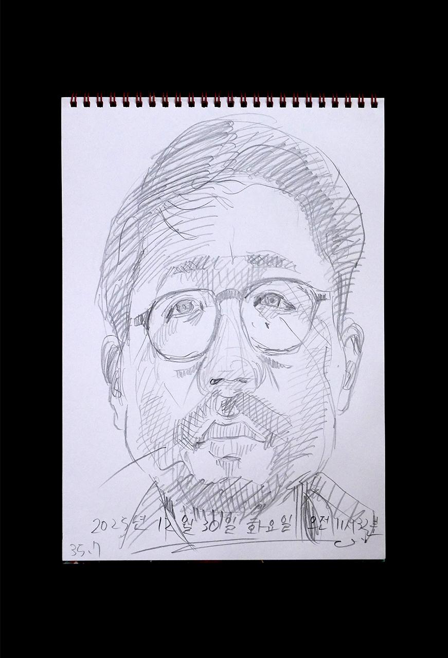 Contemporary artist SHINTAKU Tomoni's 2025/12/30 Self-portrait or pencil drawing