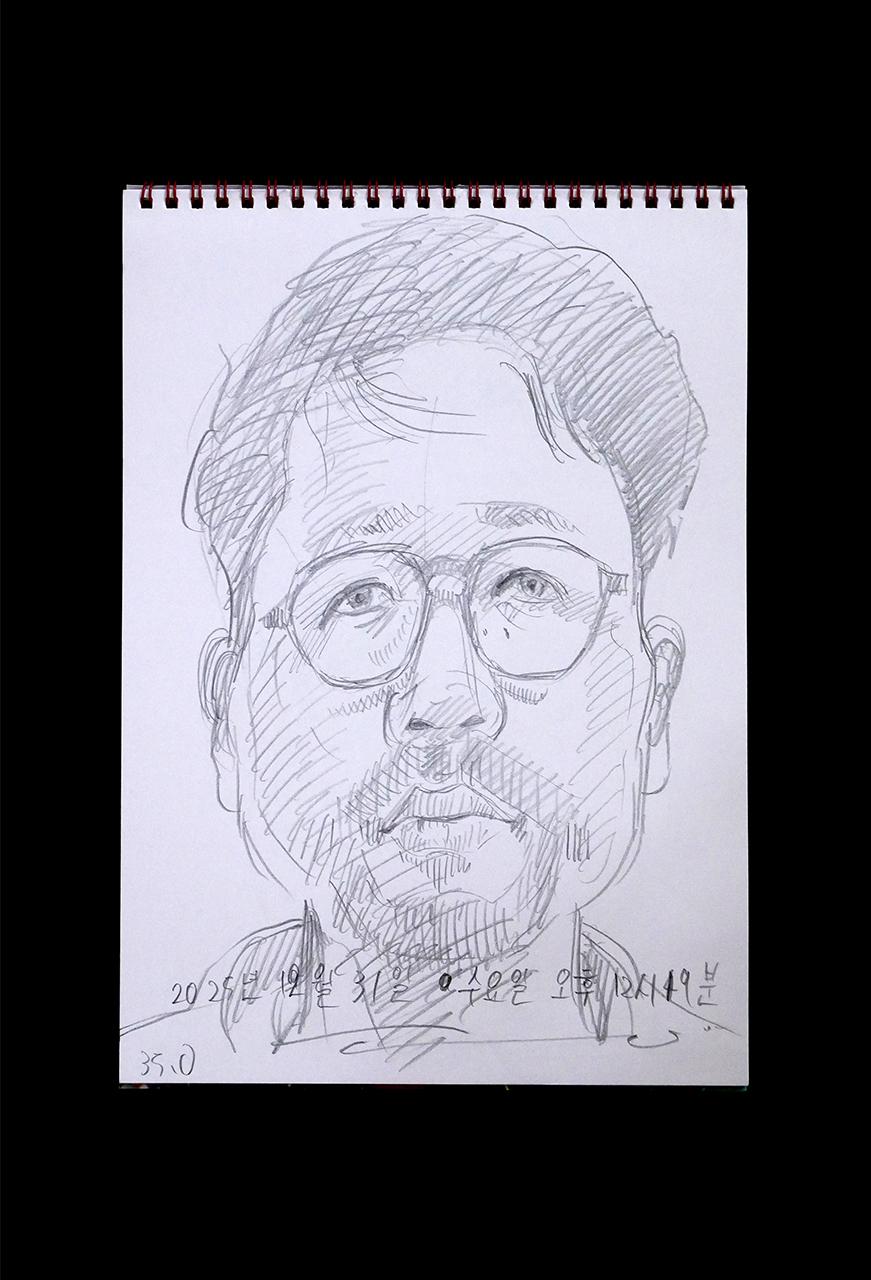 Contemporary artist SHINTAKU Tomoni's 2025/12/31 Self-portrait or pencil drawing