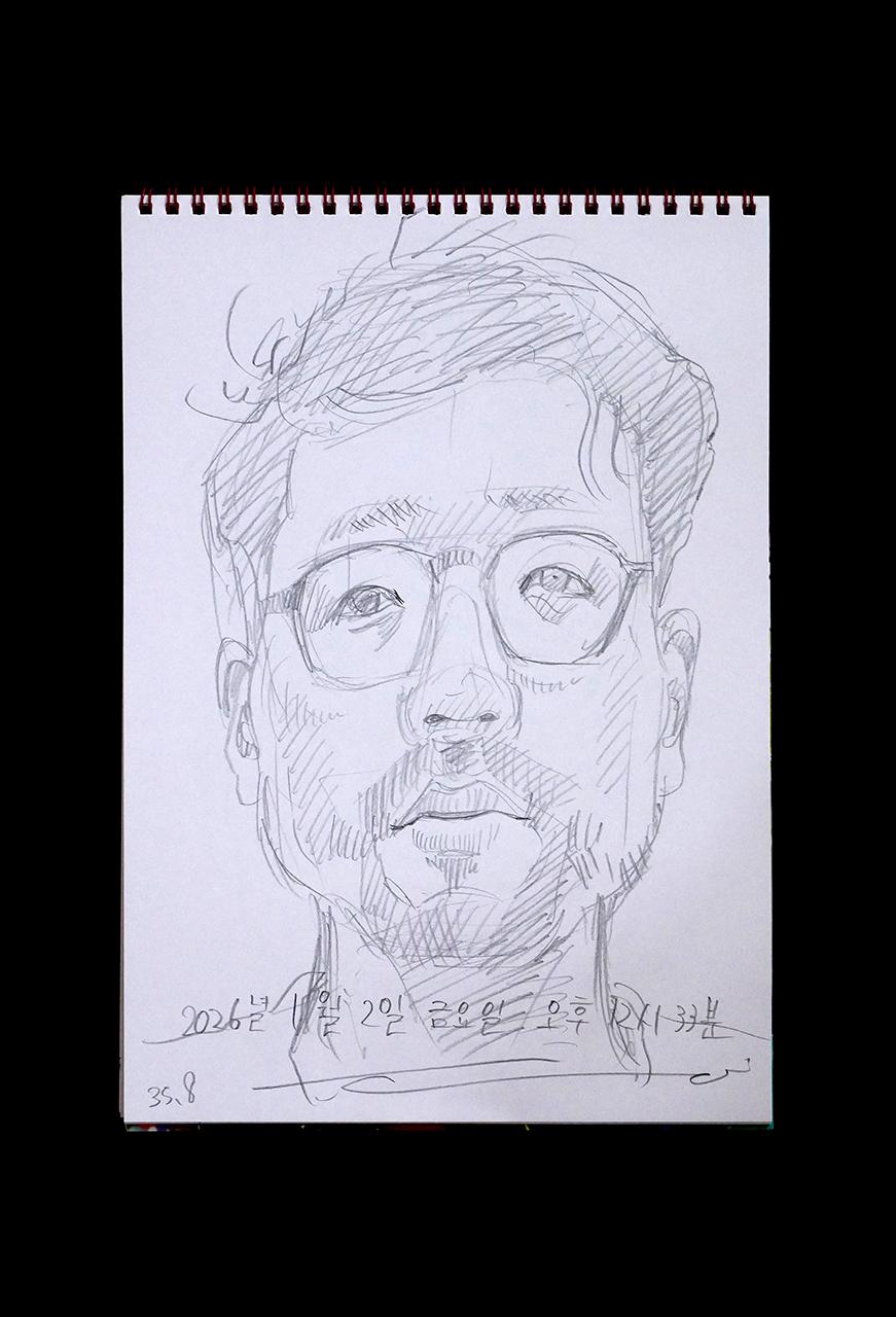 Contemporary artist SHINTAKU Tomoni's 2026/1/2 Self-portrait or pencil drawing